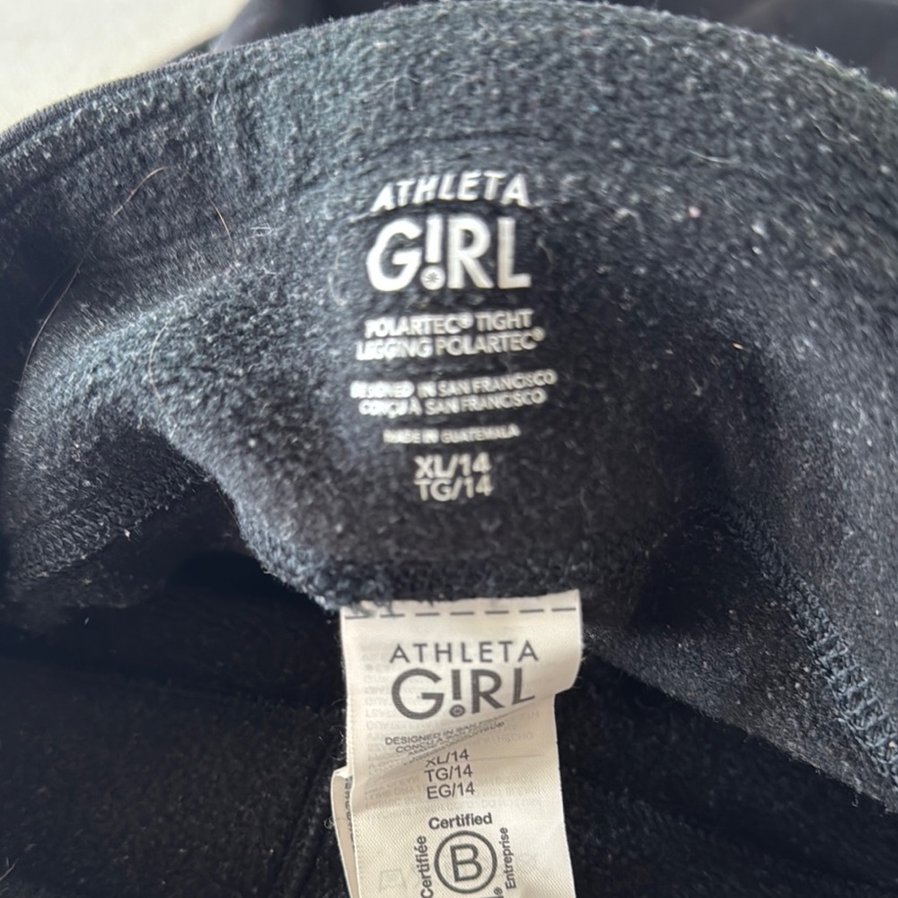 Athleta Girl Polartec Black Leggings, size xl/14